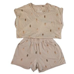 MIGHTY FINE 2Pc Peace Graphic Pajama Short Set Sz S